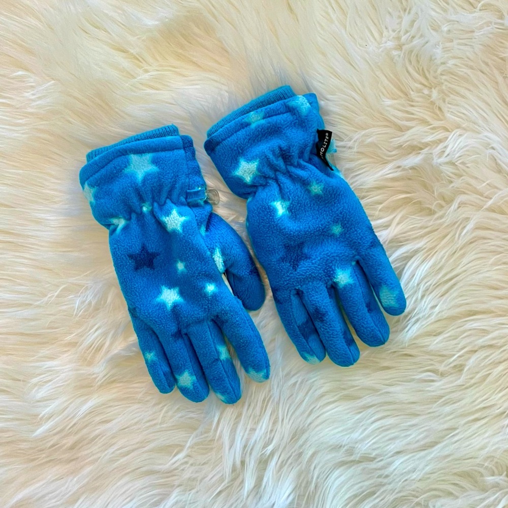 💕Blue girls gloves with stars.